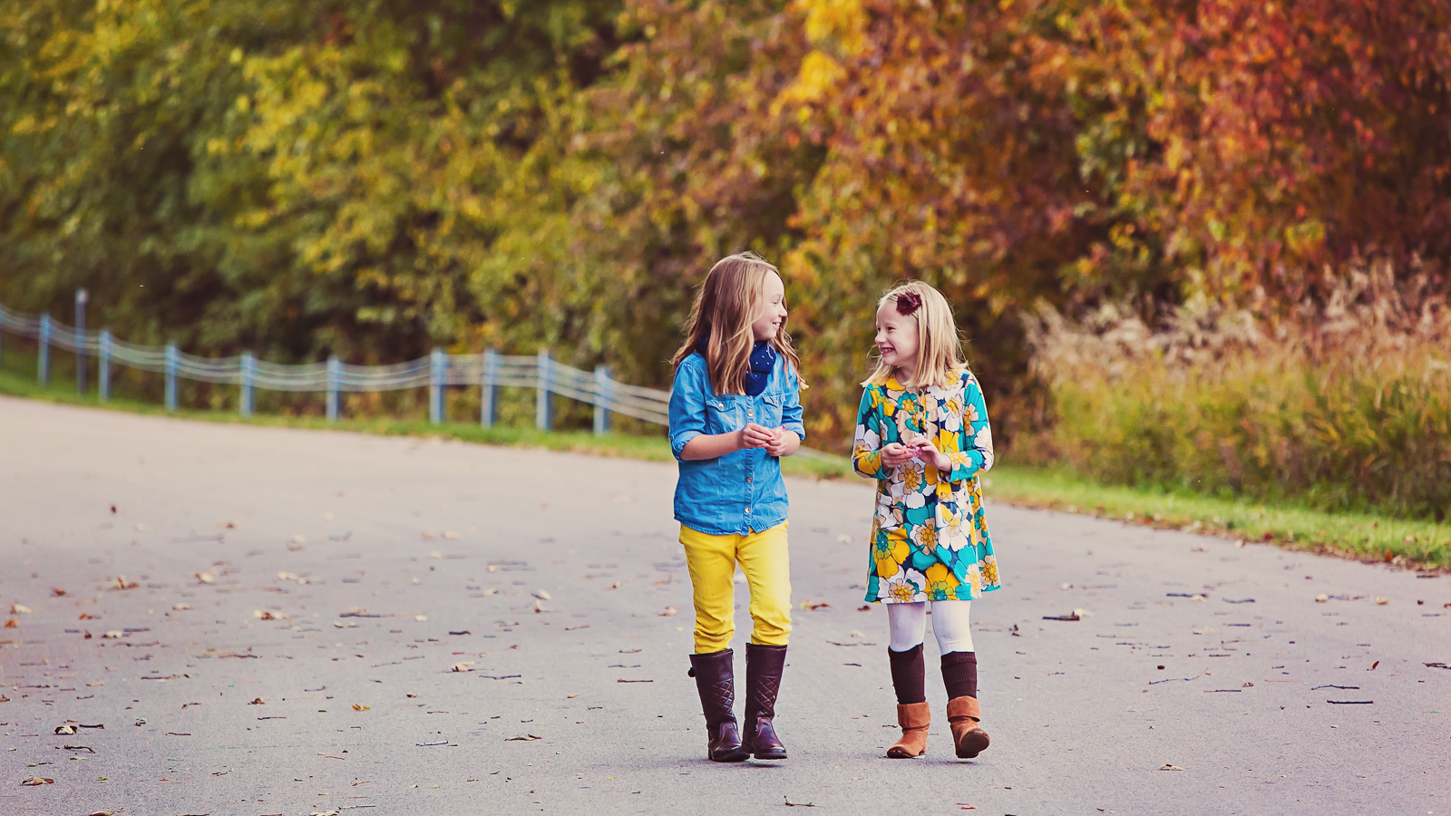 photograph of two girls walking at cherry glen in ankeny iowa